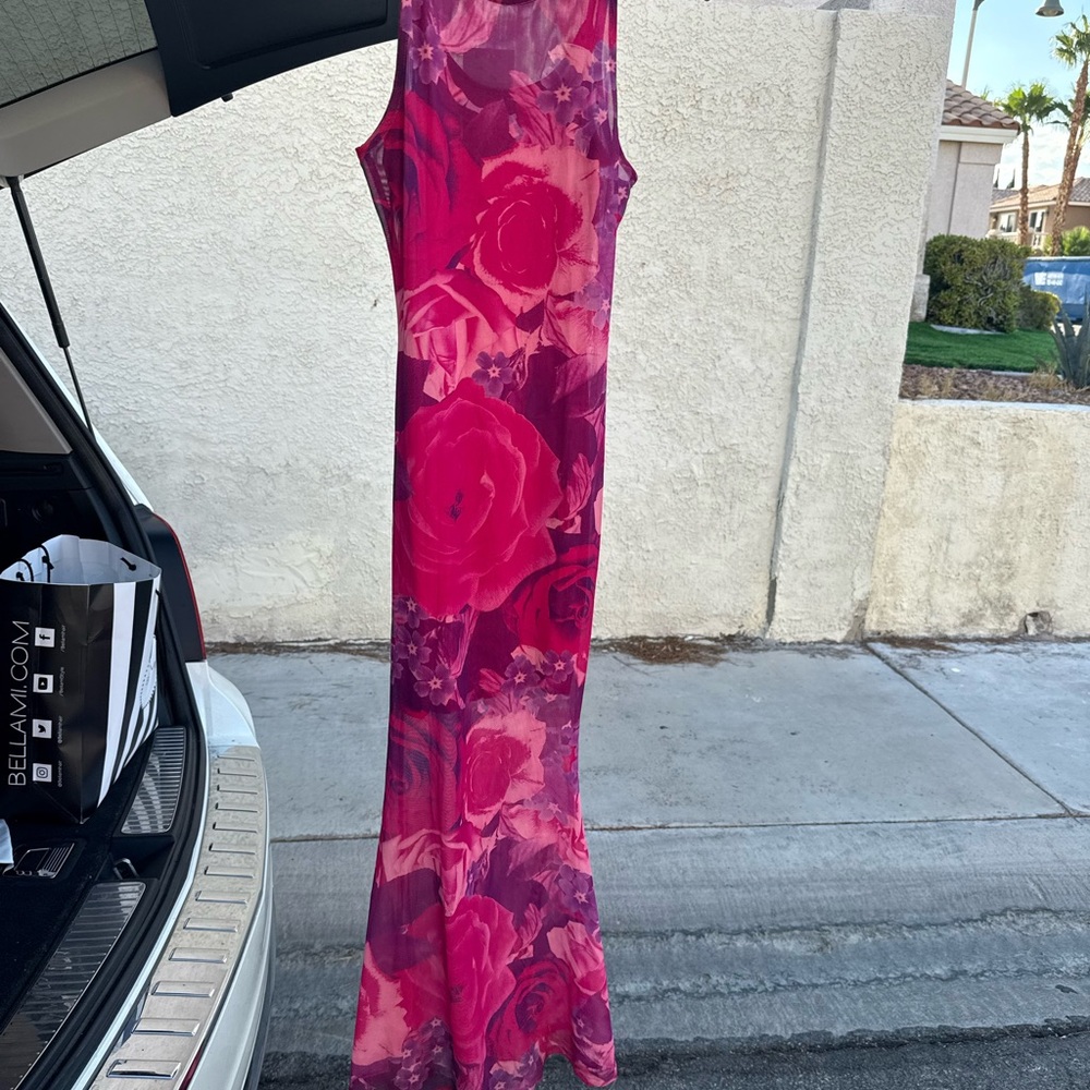 Forever 21 Vibrant Pink Floral Maxi Dress